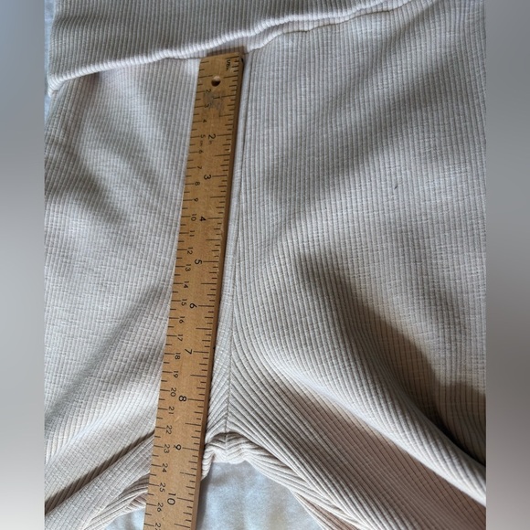Zara NWOT beige cream ribbed fold over waist flare pants medium tall stretchy - Picture 9 of 11